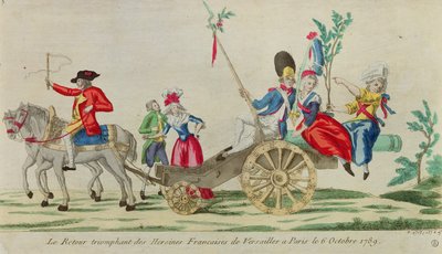 De triomfantelijke terugkeer van de Franse heldinnen van Versailles naar Parijs op 6 oktober 1789 door French School